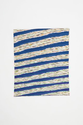 Echarpe en laine Ecru et bleu marine