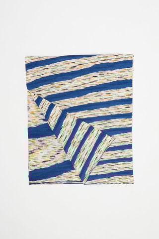 Echarpe en laine Ecru et bleu marine