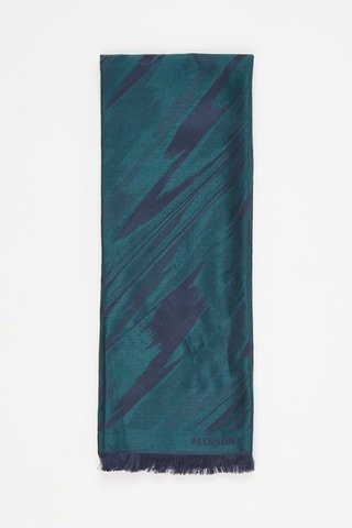 Echarpe en laine et soie - Vert émeraude et bleu marine