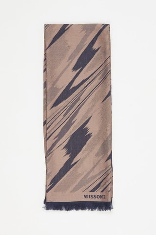 Echarpe en laine et soie - Beige et bleu marine