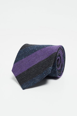 Cravate en laine et soie Bleu marine et violet