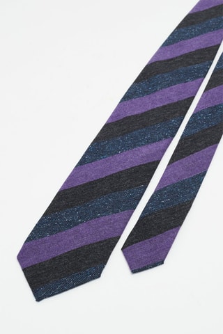 Cravate en laine et soie Bleu marine et violet