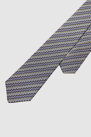 Cravate en soie Gris et bleu