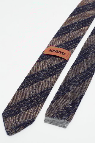 Cravate en laine et soie Orange chiné et bleu marine