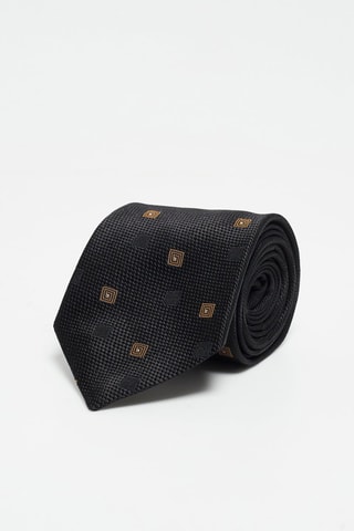 Cravate en soie Anthracite et moutarde