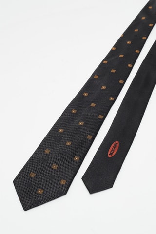 Cravate en soie Anthracite et moutarde