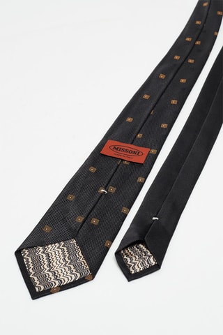 Cravate en soie Anthracite et moutarde