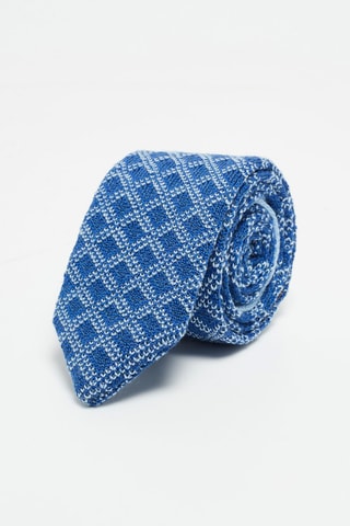 Cravate en laine Bleu cobalt et blanc