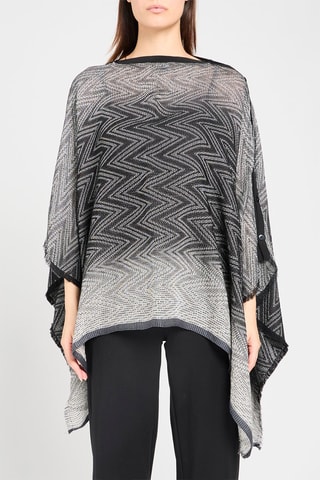 Poncho en laine et lin - Noir