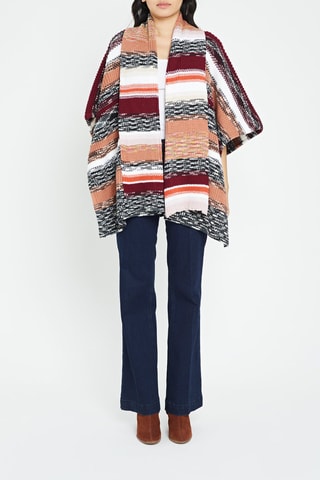 Poncho en laine Corail et bordeaux