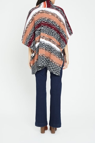 Poncho en laine Corail et bordeaux