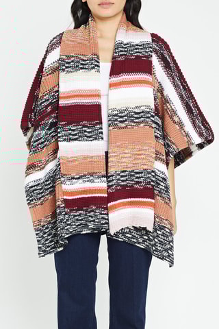 Poncho en laine Corail et bordeaux