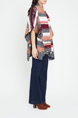 Poncho en laine Corail et bordeaux