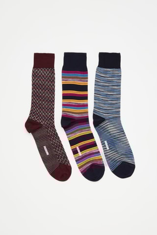 3 paires de chaussettes - Bleu marine, moutarde et bordeaux