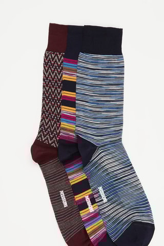 3 paires de chaussettes - Bleu marine, moutarde et bordeaux