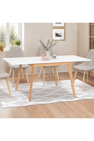 Mesa de refeição extensível - Natural e branco
