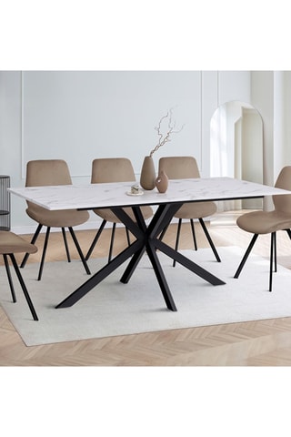 Mesa de refeição Glam - Imitação de mármore e preto