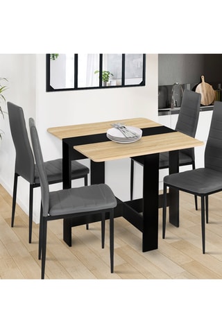 Mesa consola dobrável Edi Imitação de madeira e preto