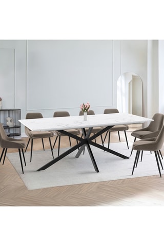 Mesa de refeição extensível Glam - Imitação mármore e preto