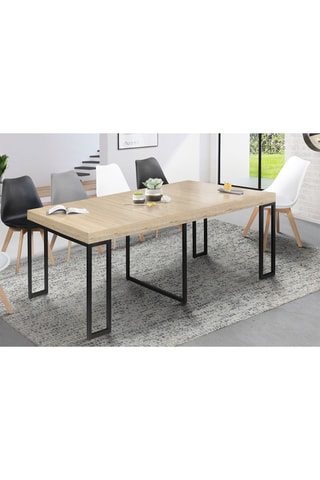 Mesa extensível Manufacture - Imitação de madeira e preto