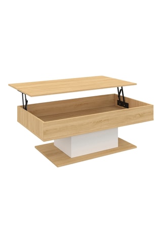 Mesa de centro com tampo elevável - Imitação madeira e branco