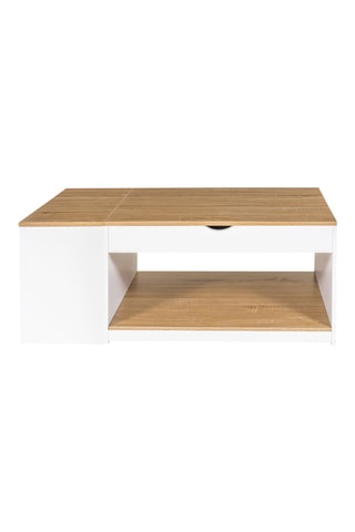 Mesa de centro elevável com baú Elina - Branco