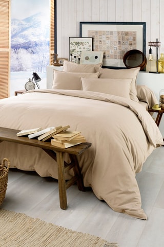 Housse de couette en flanelle de coton 170 g/m² Candice - 
Sable