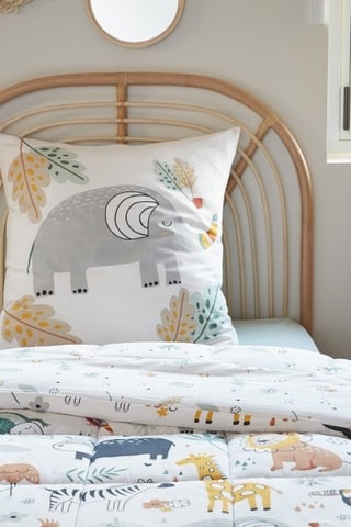 Parure de couette réversible en coton 57 fils/cm² Savane - Blanc et bleu