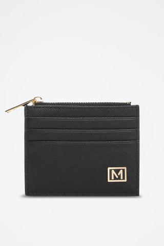 Porte-cartes effet saffiano - Noir