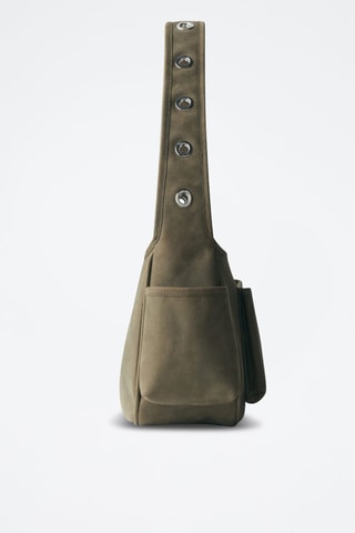 Sac clouté cuir poches - Kaki