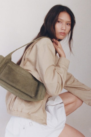 Sac clouté cuir poches - Kaki