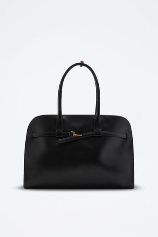 Sac cabas cuir boucle - Noir