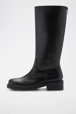 Bottes hautes cuir fermeture éclair - Noir