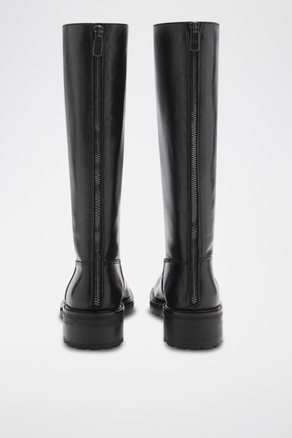 Bottes hautes cuir fermeture éclair - Noir