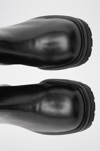 Bottes hautes cuir fermeture éclair - Noir