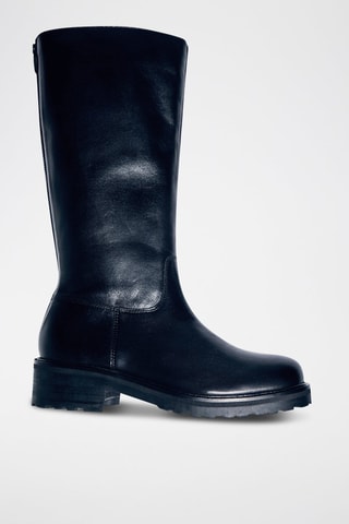 Bottes hautes cuir fermeture éclair - Noir