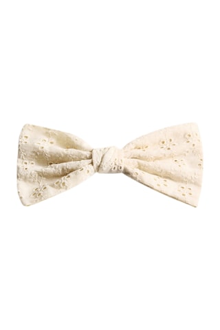 Barrette noeud broderie - Beige