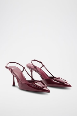 Chaussures vernies talon ouvertes à l'arrière - Bordeaux