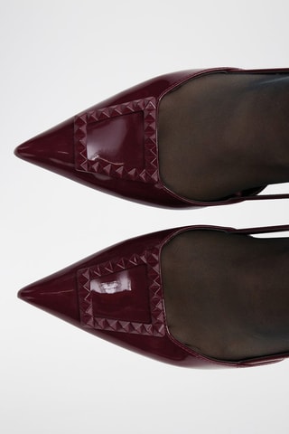 Chaussures vernies talon ouvertes à l'arrière - Bordeaux