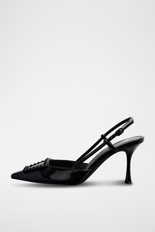 Chaussures vernies talon ouvertes à l'arrière - Noir