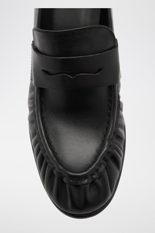 Chaussures froncées cuir talon - Noir