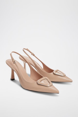 Chaussures vernies ouvertes à l'arrière - Rose poudré
