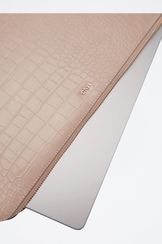 Housse ordinateur portable effet croco - Beige