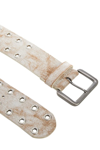 Ceinture perforée effet usé - Blanc