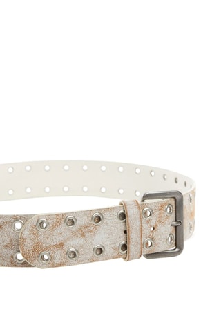 Ceinture perforée effet usé - Blanc
