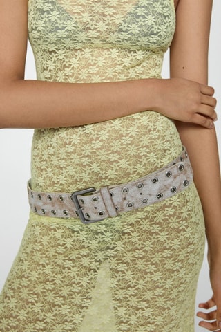 Ceinture perforée effet usé - Blanc