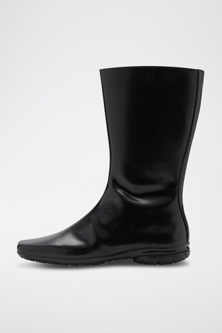 Bottines cuir bout carré - Noir