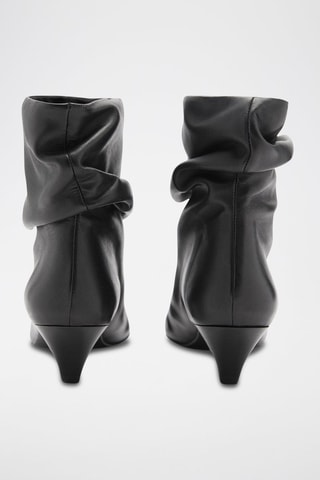 Bottines cuir talon kitten heel - Noir