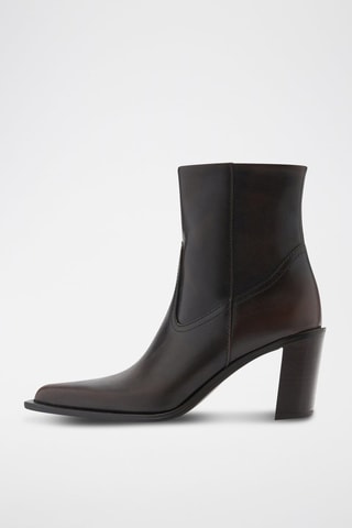 Bottines cuir talon bloc - Marron
