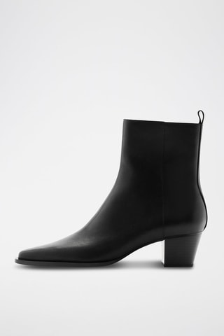 Bottines cuir talon bloc - Noir